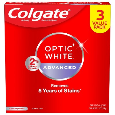 Colgate Optic White Whitening Toothpaste Sparkling White - 3.2oz/3pk