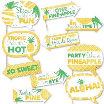 Big Dot of Happiness Funny Tropical Pineapple - Summer Party Photo Booth Props Kit - 10 Piece