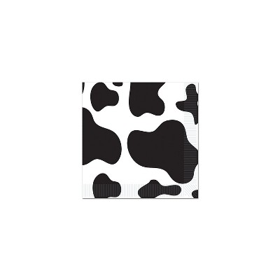 Beistle 6 1/2" x 6 1/2" Cow Print Luncheon Napkins; White/Black 48/Pack 58130