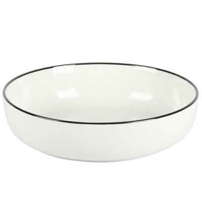 Oslo White Porcelain Dinnerware Set with Black Rim, Service for 4
