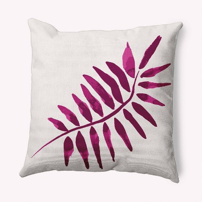16"x16" Frond Too Square Throw Pillow Purple - e by design: Indoor Floral Polyester Cushion, Botanical Twill Design