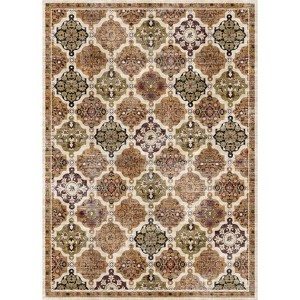 Fulvari Vintage Oriental Distressed Area Rug, Machine Washable, Stain Resistant, Non-Slip, Floral Medallion, Foldable Floor Cover - 1 of 4