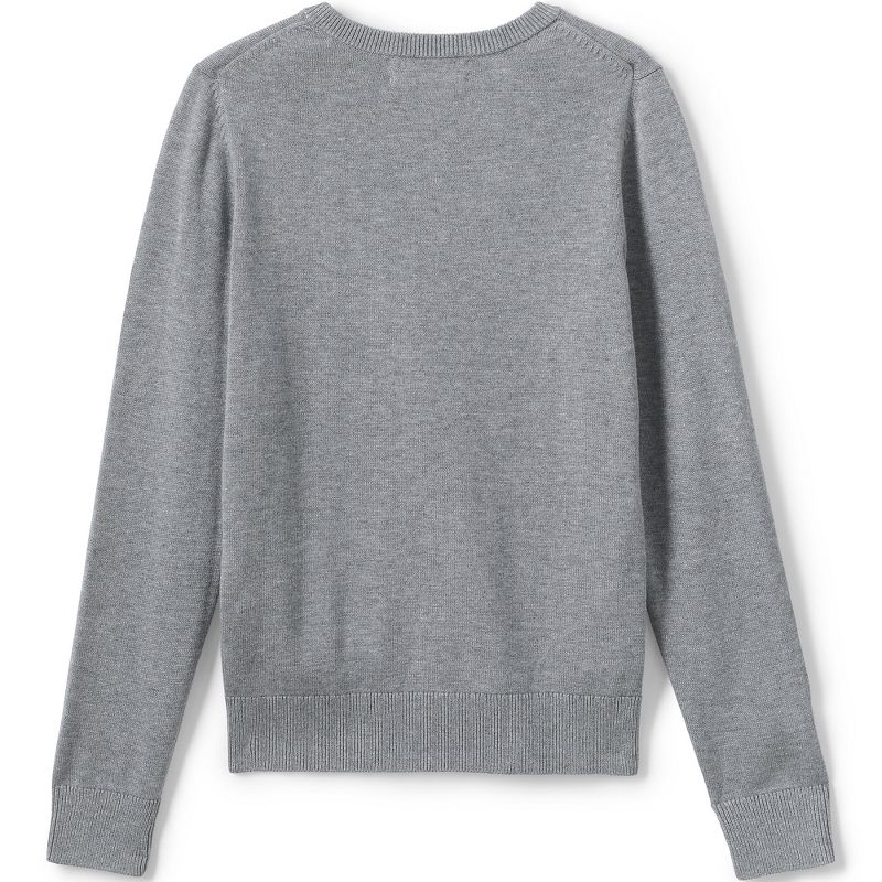 Lands' End School Uniform Kids Cotton Modal Fine Gauge V-neck Sweater, 2 of 4