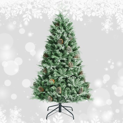 Tangkula 6 Ft Artificial Christmas Tree Mixed PE & PVC Xmas Tree Office and Party Festival Holiday Decor Green