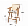 Christopher Knight Home Kelsey Modern Minimalist Rubberwood and Cane Upholstered Bar Stools (Set of 2) - 3 of 4