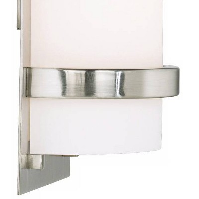 Brushed Nickel 2-Light Cylinder Wall Sconce with Etched Glass