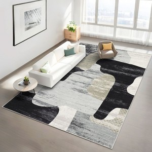 Washable Area Rug Modern Rug Non Slip Rug Low Pile Rugs Color Block Patchwork Throw Rug Foldable Indoor Carpet for Living Room Bedroom - 1 of 4
