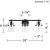 Possini Euro Design Indira Industrial Modern Wall Light Black Metal Hardwire 24" 3-Light Fixture Clear Glass for Bedroom Bathroom Vanity Living Room - 4 of 4