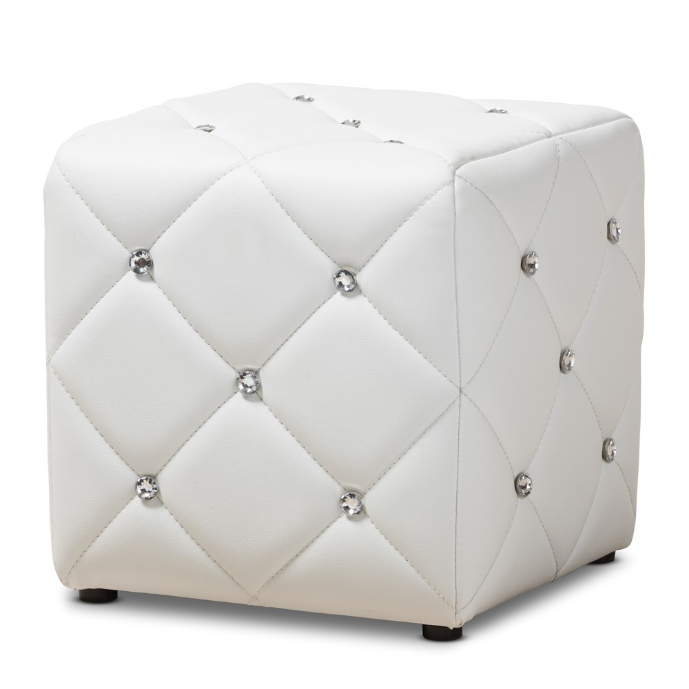 Photos - Pouffe / Bench Stacey Modern and Contemporary Faux Leather Upholstered Ottoman White - Ba