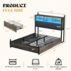 AMERLIFE Bed Frame with Bookcase Headboard, 4 Drawers, Charging Station, No Box Spring - 2 of 4