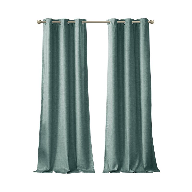 LIVN CO. Modern Solid Faux Silk Total Blackout Curtain Panel Pair, Green 42x95", 1 of 8