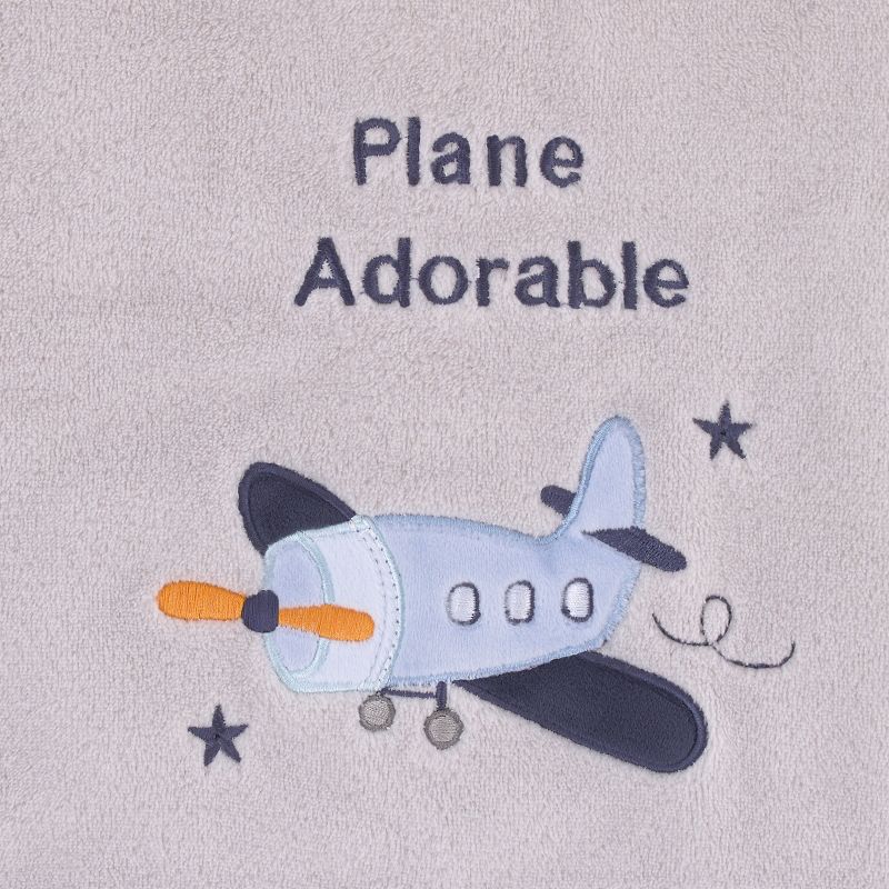 Little Love by NoJo Soar High Little One Gray and Light Blue Airplane Super Soft Baby Blanket, 3 of 5