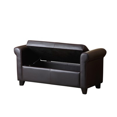 Henry Leather Storage Ottoman Bench Brown - Abbyson Living
