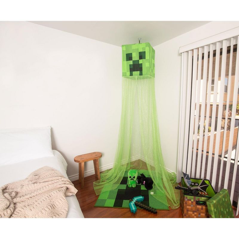 Ukonic Minecraft Green Creeper Kids Bed Canopy, Hanging Curtain Netting, 5 of 8