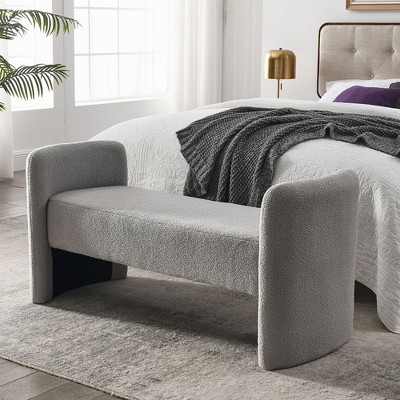 52in Storage Bench, End Of Bed Bench With Foam Top H-shape Upholstered Soft Solid Wood Bed Bench For Living Room, Bedroom