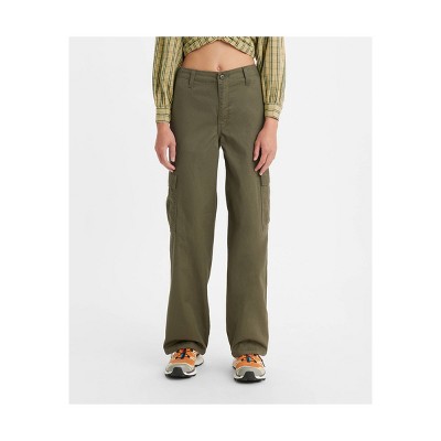 Womens Cargo Pants Pants Casual Zipper Fly High Waist Army Green S