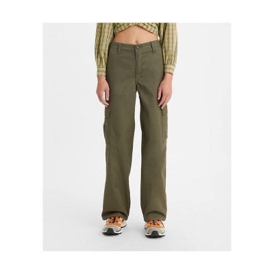 Mid Rise Loose Khaki Cargo Pants