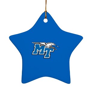Middle Tennessee State Primary Logo StarShaped Porcelain Holiday Christmas Tree Ornament  3.1" - 1 of 4