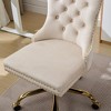NicBex Luxury Office Chair, Modern Velvet Upholstered Tufted Button Home Office Desk Chair with Golden Metal Base, Adjustable Swivel Vanity Chair - 3 of 4