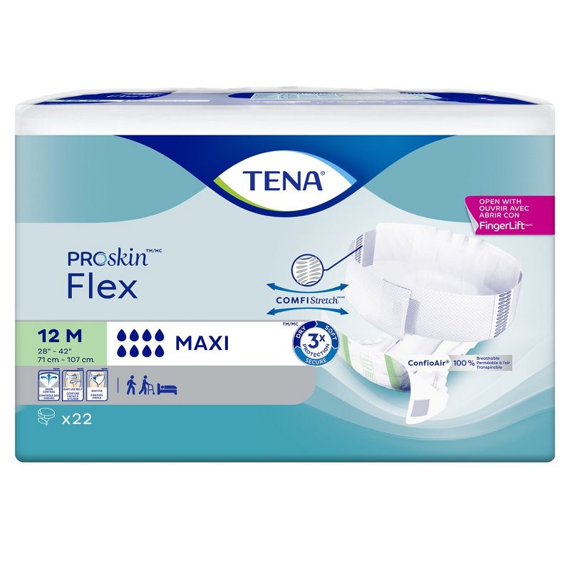TENA ProSkin Flex Maxi Belted Undergarment for Incontinence, Heavy Absorbency, Unisex Size 12, 22 Count, 3 Packs, 66 Total, 2 of 6