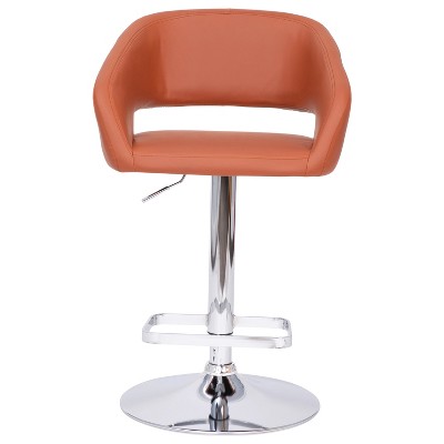 Erik Cognac Vinyl & Chrome Adjustable Swivel Barstool
