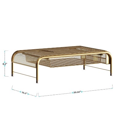 Gold Mesh Metal Desktop Monitor Stand Riser with Drawer