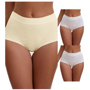 INSPIRE CHIC Women's High Waist Tummy Control Elastic Waistband Comfortable Brief 3 Packs - 1 of 4