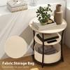 Resenkos 3-Tier Round End Table with Charging Station, Fabric Storage Bag, Adjustable Foot Pads, Assembly Required, Natural Wood Brown - 4 of 4