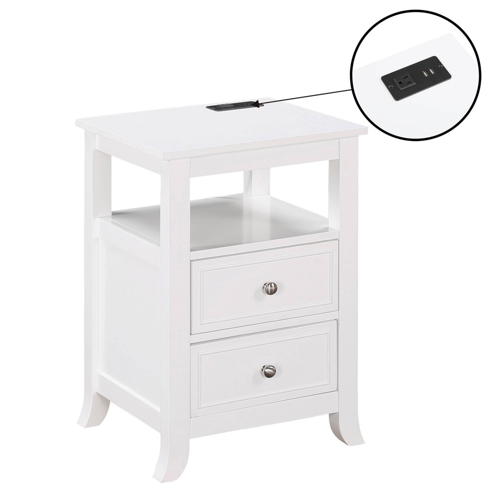 Photos - Dining Table Breighton Home Melbourne 2 Drawer End Table with Charging Station and Shel