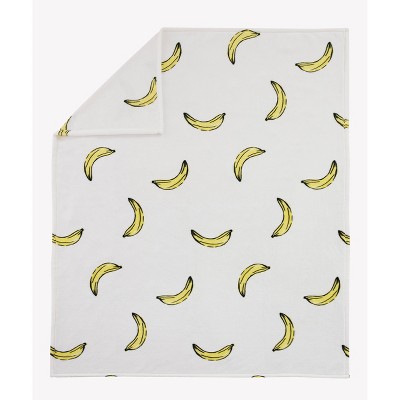 50"x60" Banana Throw Blanket Yellow/White - Mr. Kate: Plush, Modern Style, Machine Washable