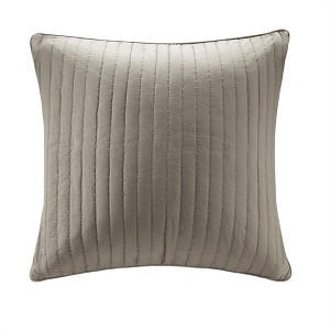 COWLOWN Cotton Quilted Euro Sham, Embroidered Pillow Cover with Hidden Zipper, Farmhouse Style - 1 of 4