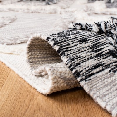 Hand-Knotted Black and Grey Wool Geometric Area Rug, 9' x 12'