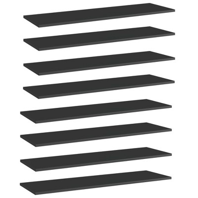 vidaXL Bookshelf Boards 8 pcs High Gloss Black 39.4 in.x11.8 in.x0.6 in. Engineered Wood