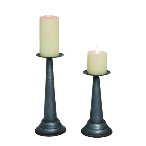 Mela Artisans Matte Black Candle Holders For Pillar Candles (set Of 3)  Rustic Wooden Candle Holders Pillar 6, 9, 12 : Target
