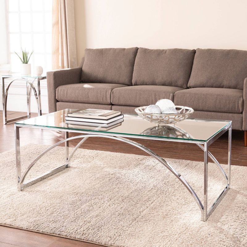 Kalb Glass Top Cocktail Table Chrome - Aiden Lane, 1 of 9