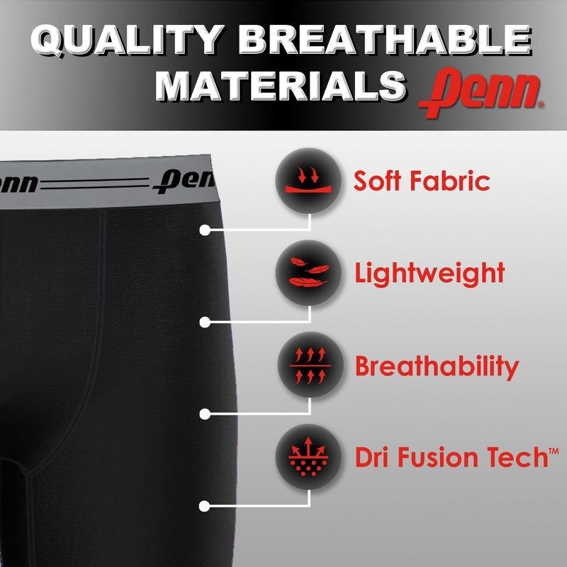 Penn Mens Boxer Performance Briefs Breathable Underwear for Men Value 6 Pack Active Performance Mens Underwear, 3 of 6