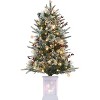 Clearance! 3 FT Artificial Pre-Lit Christmas Tree with Deer Lightbox, Vintage Potted Base, Snow Flocked, Easy Setup - 2 of 4