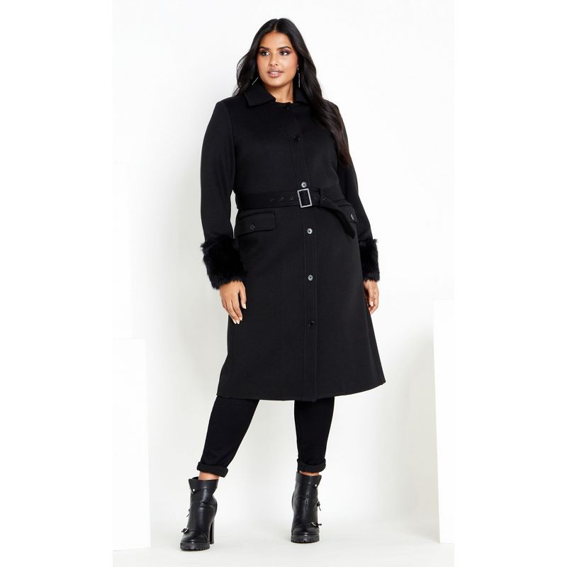 Women's Plus Size Penelope Coat - Black | CITY CHIC, 1 of 6