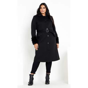 Women's Plus Size Penelope Coat - Black | CITY CHIC