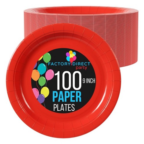 Exquisite Red Paper Plates 9 Inch Disposable Plates - 100 Ct. : Target