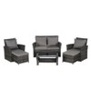 6-Piece All-Weather Wicker Patio Set: Sofa + Ottoman + Tempered Glass Coffee Table for Garden & Backyard - 4 of 4
