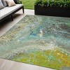 Teal Blue Lime Green And Green Abstract Washable Indoor Outdoor Area Rug - 2 of 4