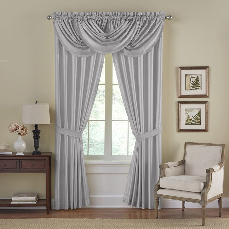 Versailles Faux Silk Room Darkening Single Window Curtain Panel - Elrene Home Fashions, 2 of 7