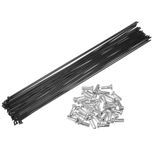 Unique Bargains 14G Bicycle Carbon Steel Spoke with Nipples Black 36 Pcs - 1 of 4