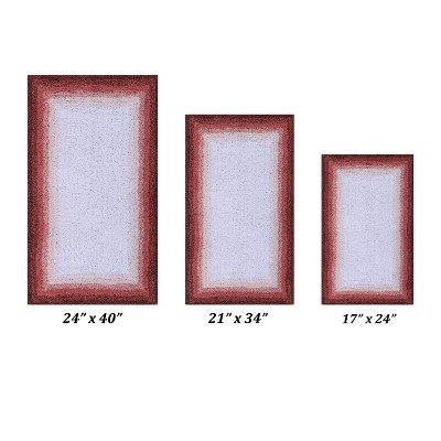 Torrent Collection 3 Piece 100% Soft Cotton Tufted Weave Bath Rug Set, Ombre Pattern, Super Soft & Absorbent, Machine Washable Bathroom Mats