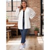 Women's Plus Size Hollow Out Lace Long Sleeve Crochet Knit Open Front Casual Lightweight Cardigan - Agnes Orinda - 3 of 4