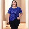 Anna-Kaci Women's Plus Size Short Sleeve Sequin Top Round Neck - 3 of 4