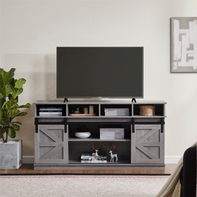 GlasFlength TV Stands and Consoles Modern Minimalist TV Stand with Open Storage for Living Room Gray,58”*15.5”*29.4"