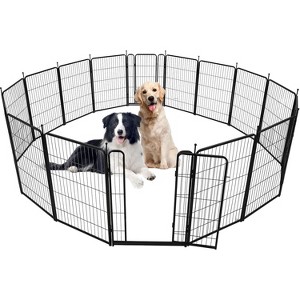 Nasitip 40"/48" Black 8/16-Panel Dog Playpen, Indoor Outdoor Heavy Duty Metal Pet Exercise Pen with Wide Door & Low Threshold - 1 of 4
