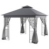 Outsunny Outdoor Patio Gazebo Canopy with 2-Tier Polyester Roof, Mesh Netting - 4 of 4